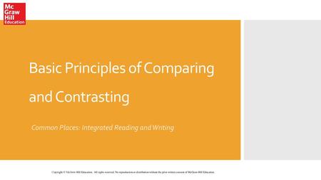 Basic Principles of Comparing and Contrasting