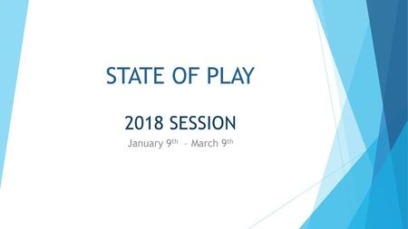 STATE OF PLAY 2018 SESSION January 9th – March 9th.