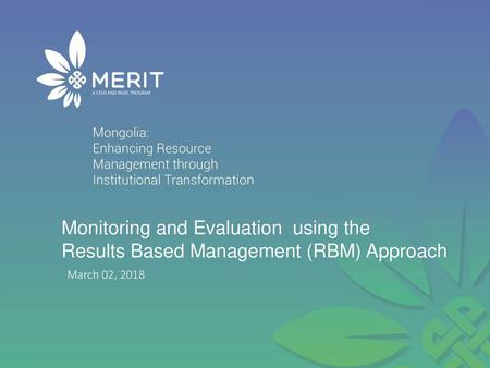 Monitoring and Evaluation using the