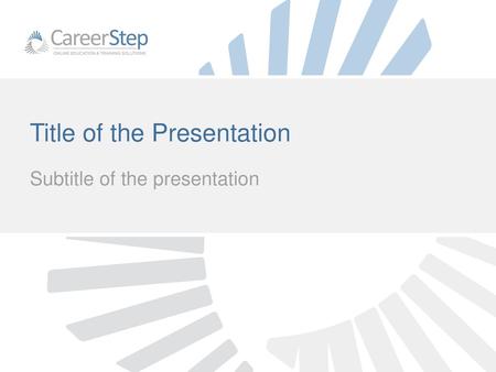 Title of the Presentation