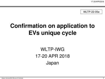 Confirmation on application to EVs unique cycle