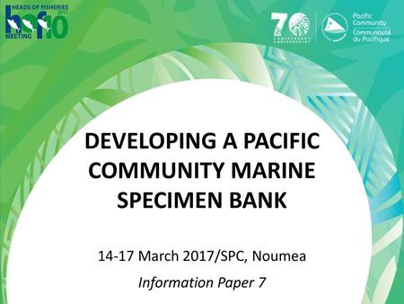 Developing a Pacific COMMUNITY Marine Specimen Bank