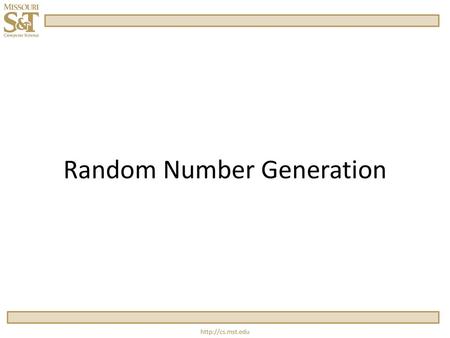 Random Number Generation