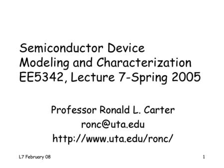 Professor Ronald L. Carter