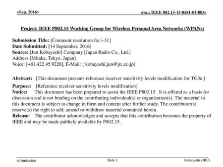 Submission Title: [Comment resolution for i-31]