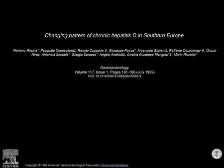 Changing pattern of chronic hepatitis D in Southern Europe