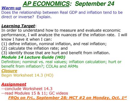 AP ECONOMICS: September 24