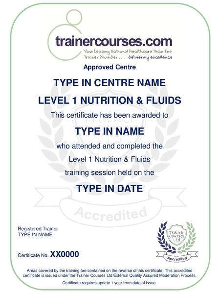 LEVEL 1 NUTRITION & FLUIDS