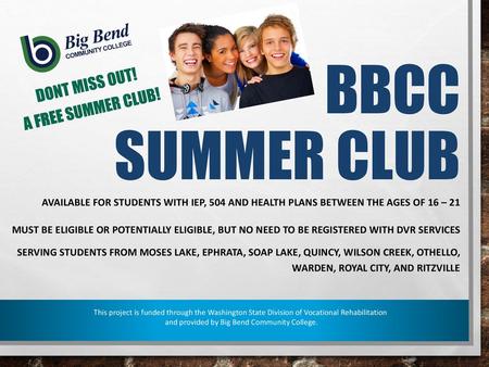 BBCC Summer Club DONT MISS OUT! A FREE summer club!