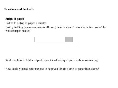 Fractions and decimals