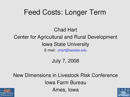 Feed Costs: Longer Term