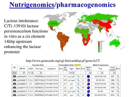 Nutrigenomics/pharmacogenomics