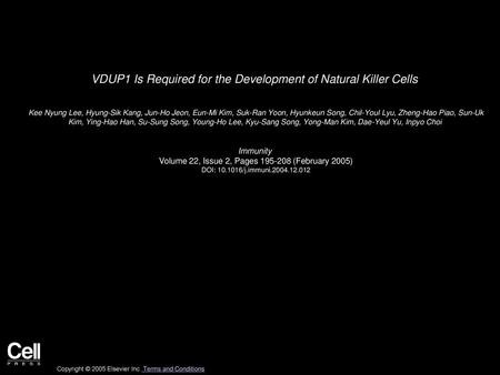 VDUP1 Is Required for the Development of Natural Killer Cells