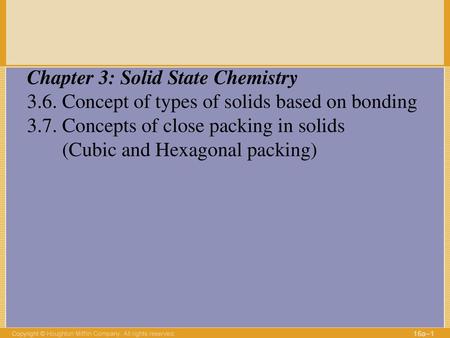 Chapter 3: Solid State Chemistry