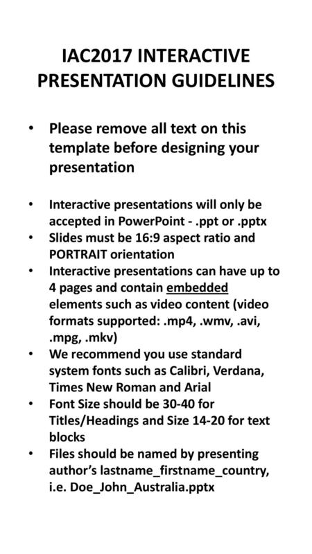 IAC2017 INTERACTIVE PRESENTATION GUIDELINES