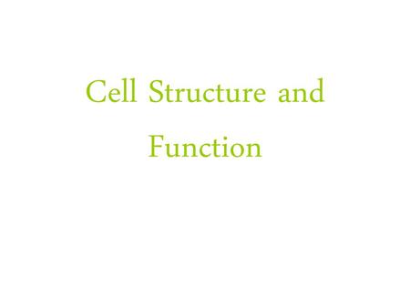 Cell Structure and Function