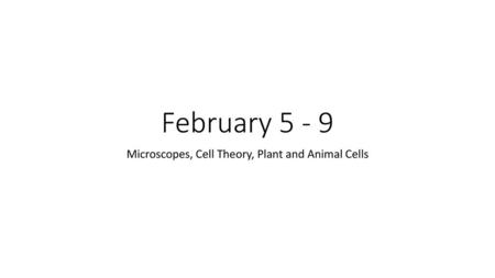 Microscopes, Cell Theory, Plant and Animal Cells