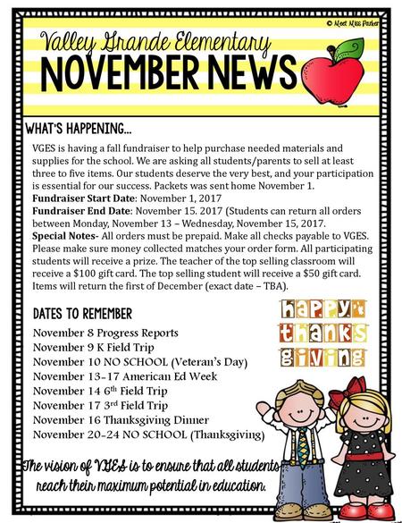 November news Valley Grande Elementary