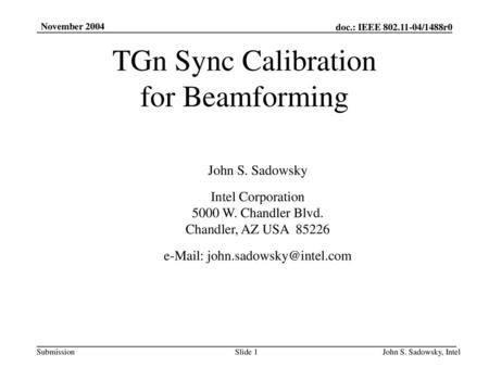 TGn Sync Calibration for Beamforming