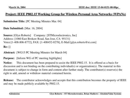 Submission Title: [PC Meeting Minutes Mar. 04]