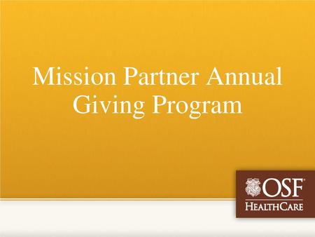 Mission Partner Annual Giving Program