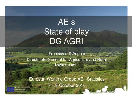 AEIs State of play DG AGRI Eurostat Working Group AEI Statistics