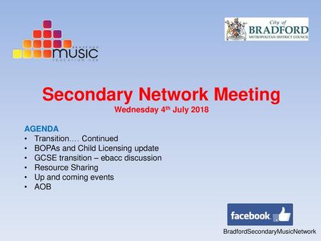 Secondary Network Meeting