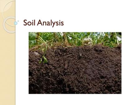 Soil Analysis.