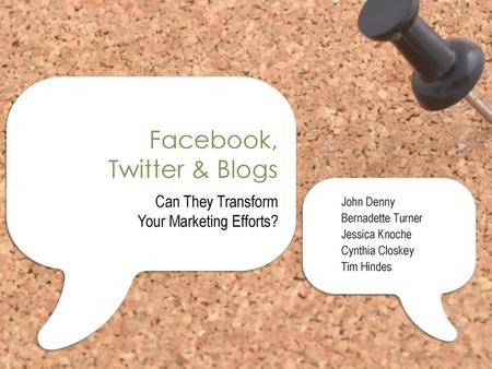 Facebook, Twitter & Blogs