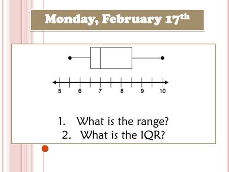 Monday, February 17th What is the range? What is the IQR?