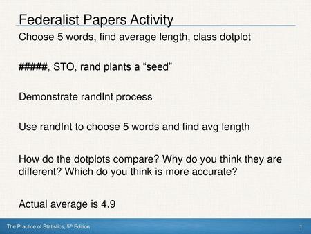 Federalist Papers Activity