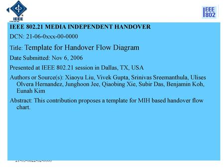 IEEE MEDIA INDEPENDENT HANDOVER DCN: xxx