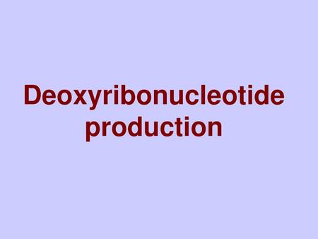 Deoxyribonucleotide production