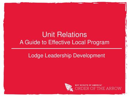 Unit Relations A Guide to Effective Local Program