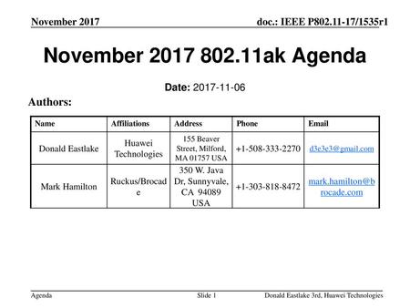 November ak Agenda Authors: November 2017 Date: