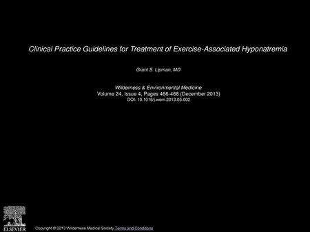 Grant S. Lipman, MD  Wilderness & Environmental Medicine 