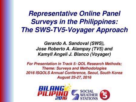 Gerardo A. Sandoval (SWS), Jose Roberto A. Alampay (TV5) and