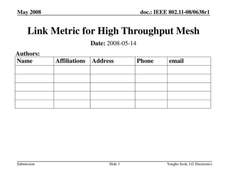 Link Metric for High Throughput Mesh