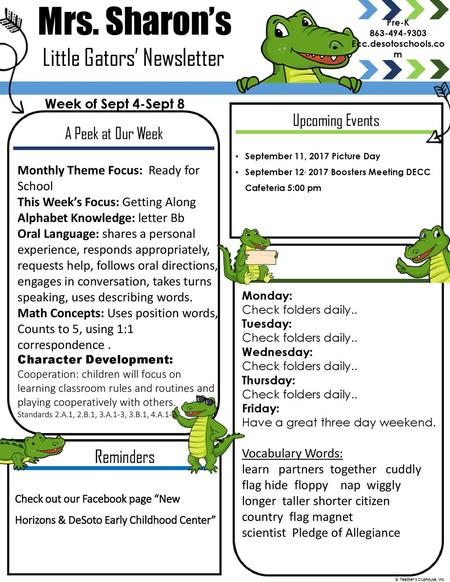 Little Gators’ Newsletter