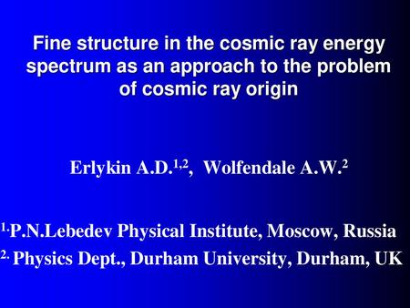 Traditional image of the CR energy spectrum ( knee ) ( ankle )