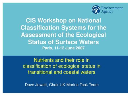 Dave Jowett, Chair UK Marine Task Team