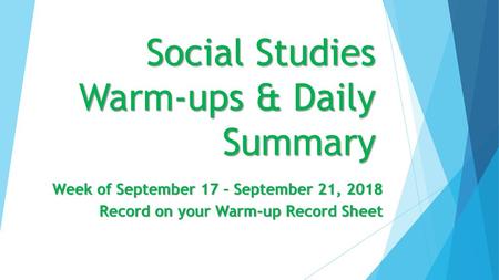 Social Studies Warm-ups & Daily Summary