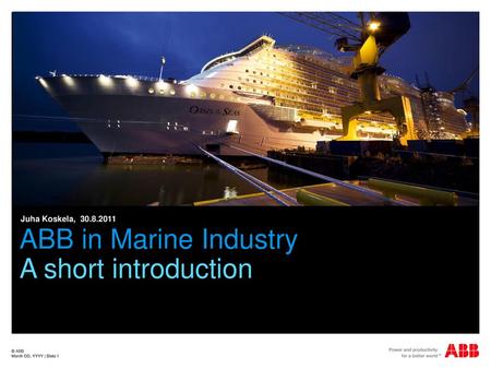 ABB in Marine Industry A short introduction