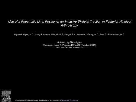 Bryan G. Vopat, M. D. , Craig R. Lareau, M. D. , Rohit B. Sangal, B. A