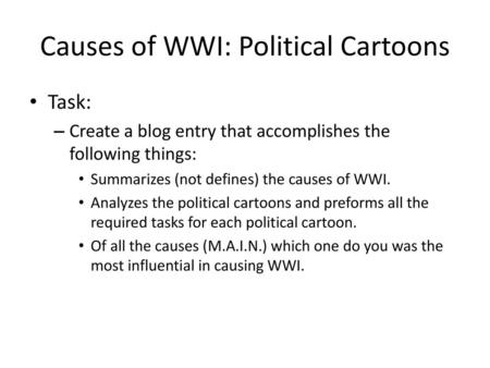 Causes of WWI: Political Cartoons