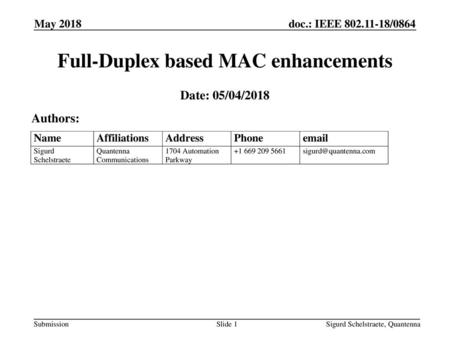 Full-Duplex based MAC enhancements