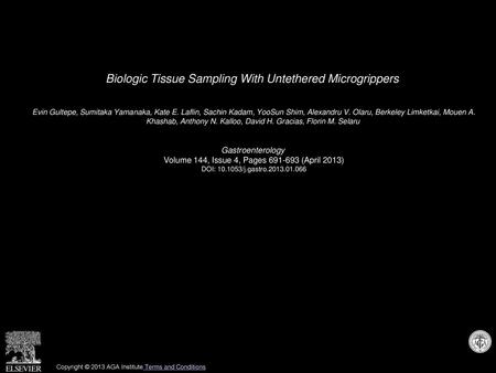 Biologic Tissue Sampling With Untethered Microgrippers