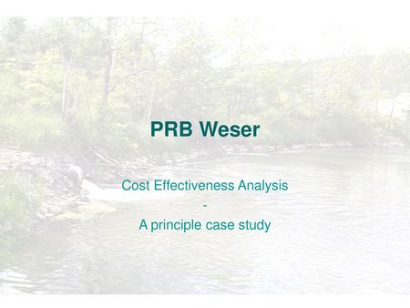 Cost Effectiveness Analysis - A principle case study