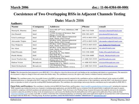 Coexistence of Two Overlapping BSSs in Adjacent Channels Testing