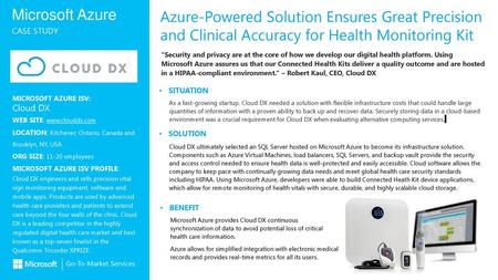 Azure-Powered Solution Ensures Great Precision and Clinical Accuracy for Health Monitoring Kit “Security and privacy are at the core of how we develop.